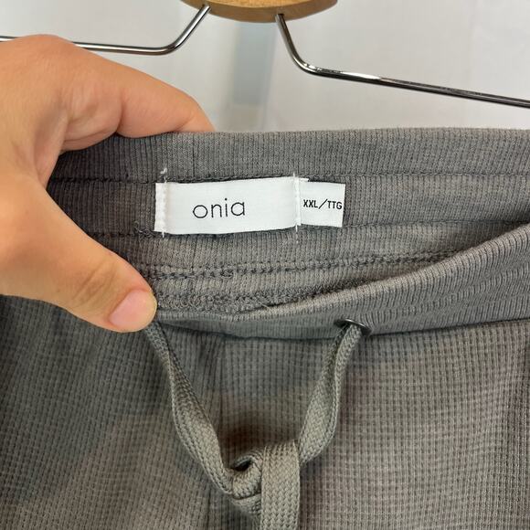 ONIA Size 2XL XXL Waffle Knit Cotton Blend Jogger Lounge Pants Drawstring Gray - Picture 3 of 10